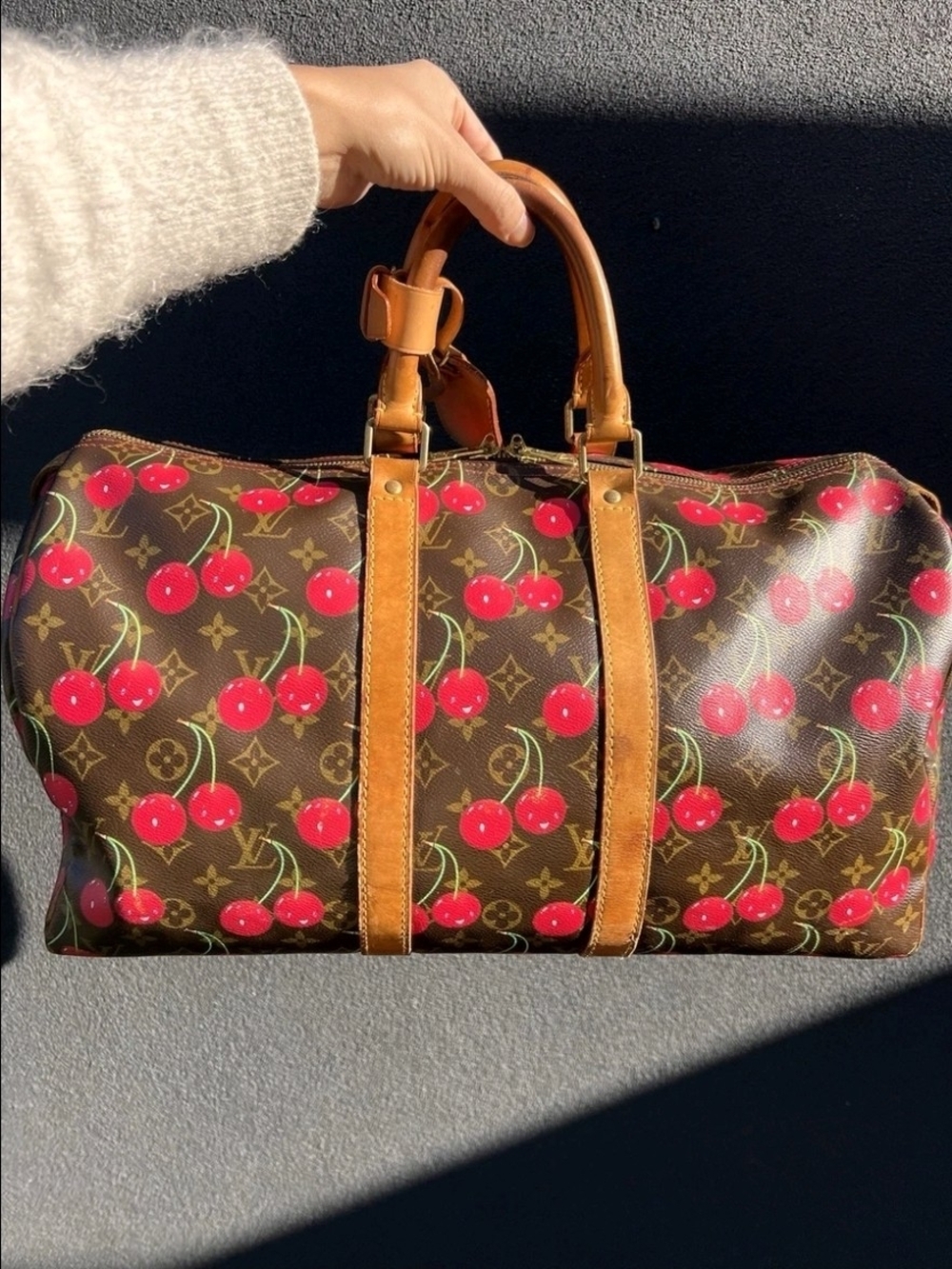 Louis Vuitton Cherry Monogram Keepall 45 Travel Bag - Brown/Red